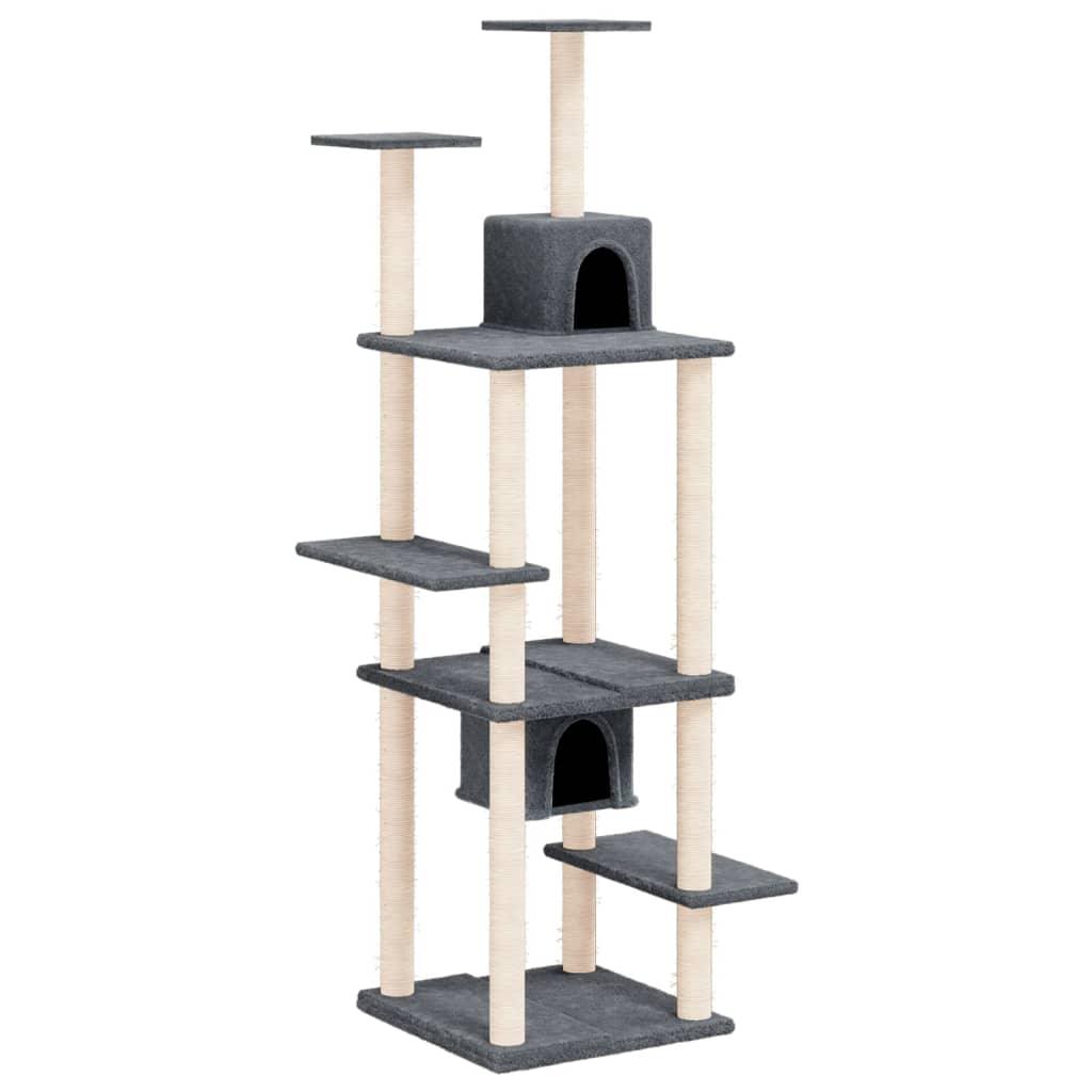 Arbre à chat avec griffoirs en sisal Gris foncé 176 cm - Animalerie en ligne www.kat-shop.be