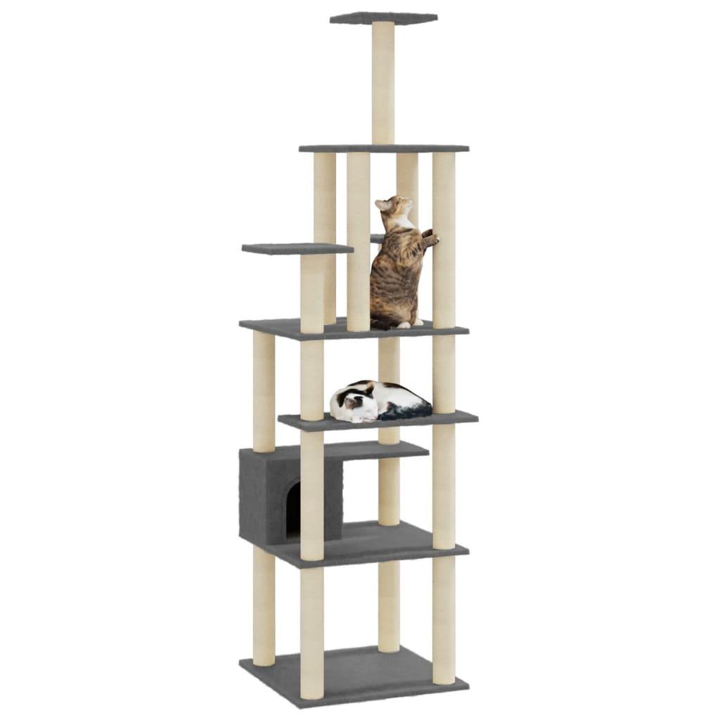 Arbre à chat avec griffoirs en sisal Gris foncé 183 cm - Animalerie en ligne www.kat-shop.be