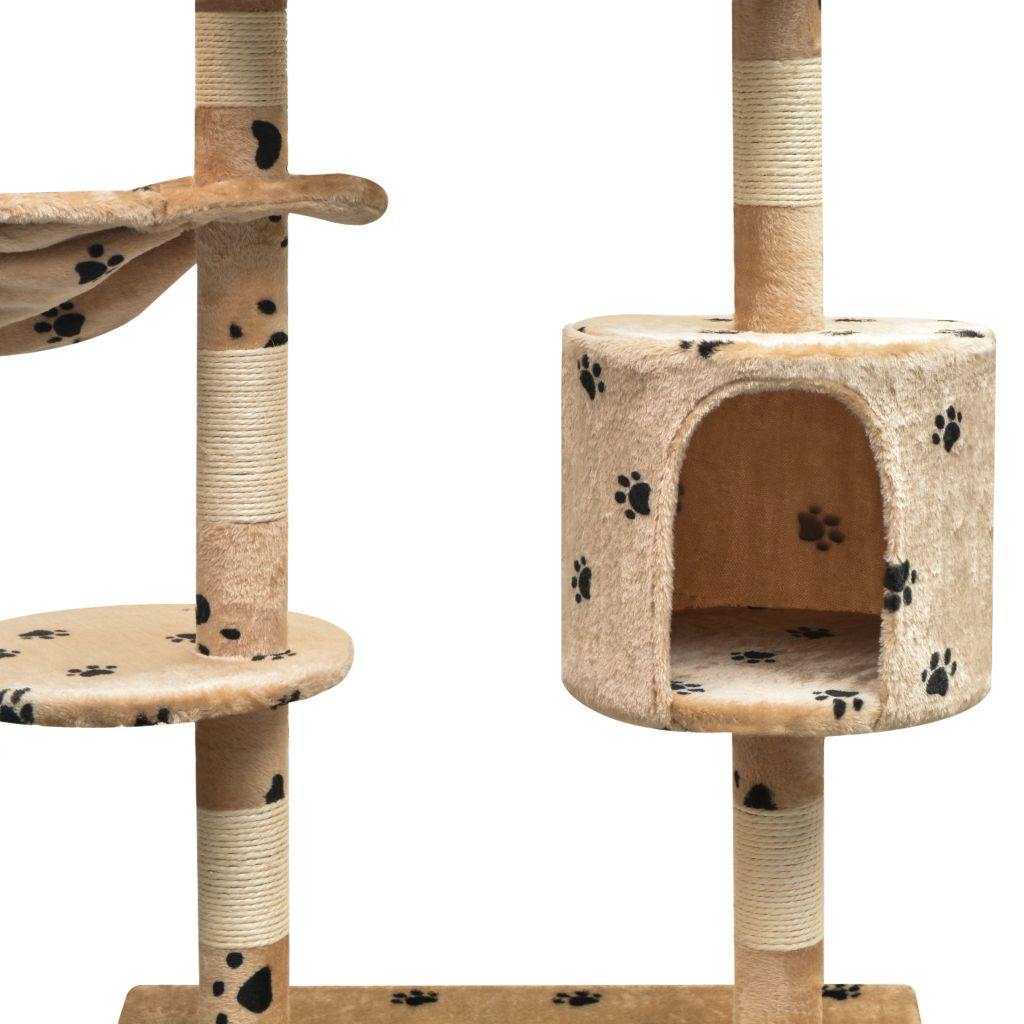 Arbre à chat et griffoir Sisal 125 cm Empreintes de pattes Beige - www.kat-shop.be