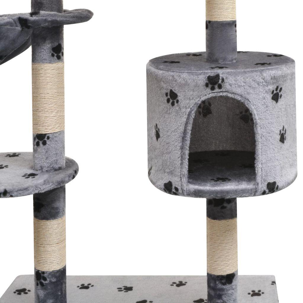 Arbre à chat et griffoir Sisal 125 cm Empreintes de pattes Gris - www.kat-shop.be