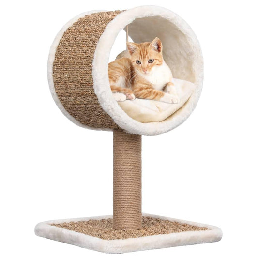 Arbre à chat et tunnel supérieur et jouet 56 cm Herbiers marins - www.kat-shop.be