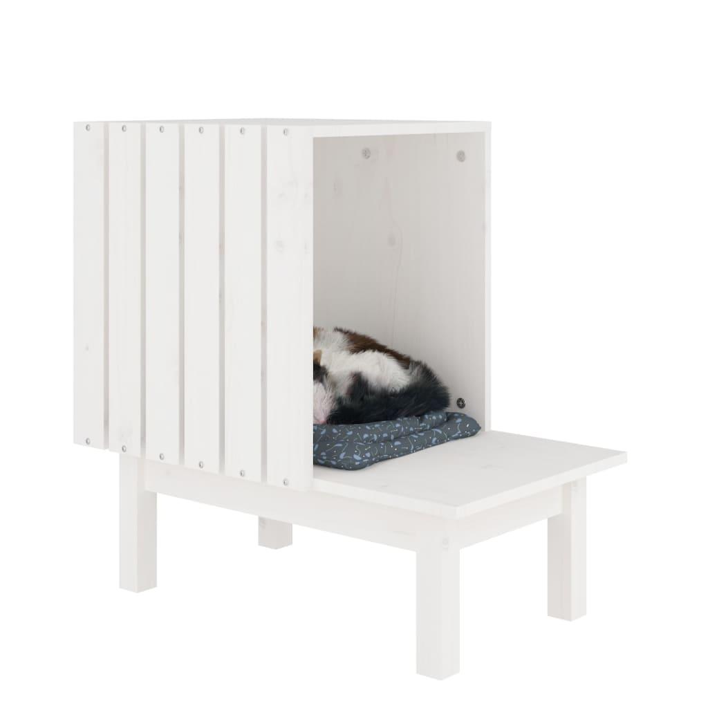 Maison pour chat Blanc 60x36x60 cm Bois de pin massif - Animalerie en ligne www.kat-shop.be