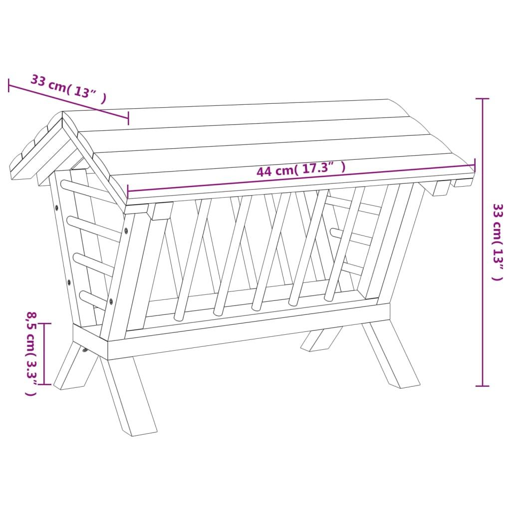 Mangeoire à foin pour lapins 44x33x33 cm bois massif de sapin - Animalerie en ligne Kat-Shop