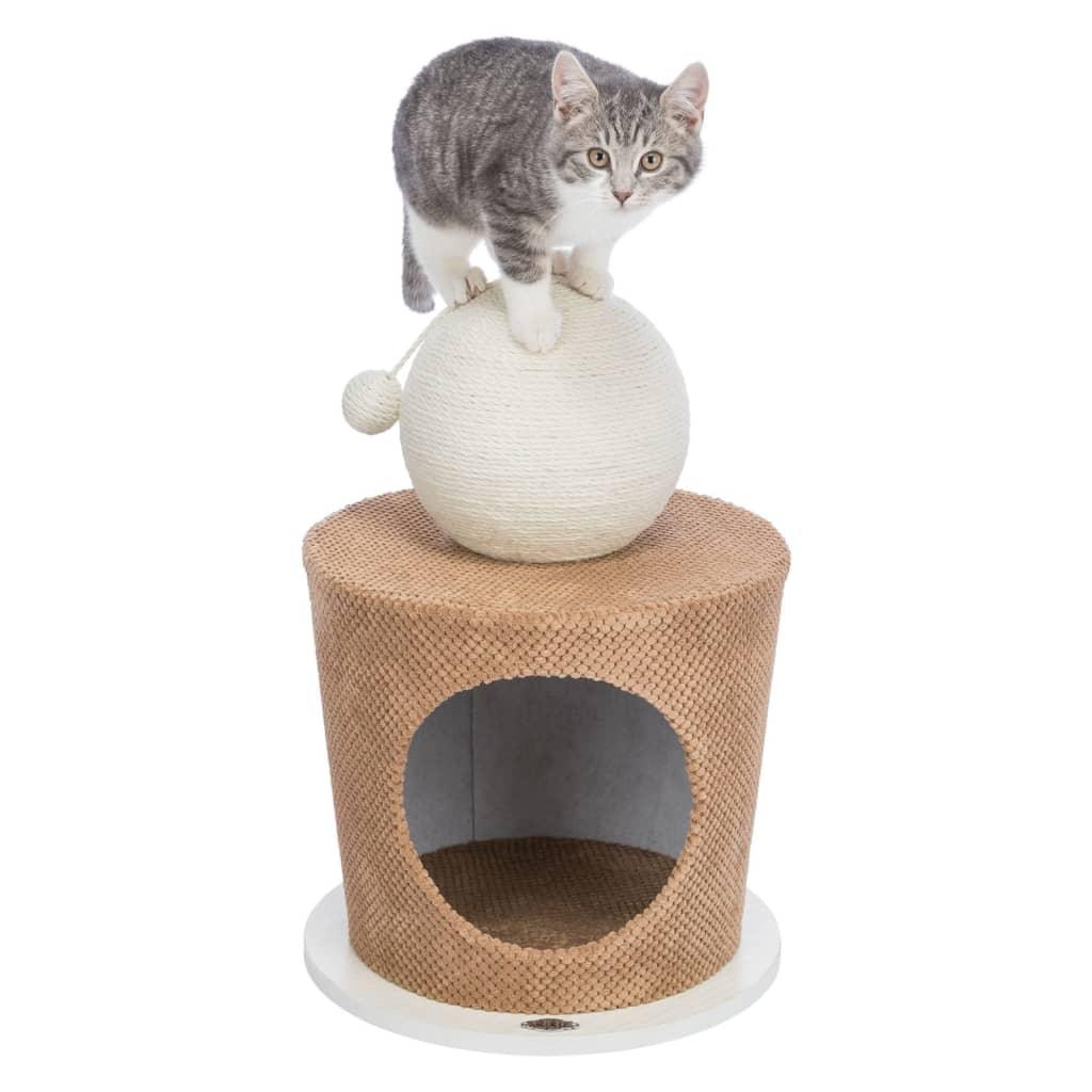 TRIXIE Grotte pour chat avec balle à gratter 36x50 cm Taupe - Animalerie en ligne Kat-Shop